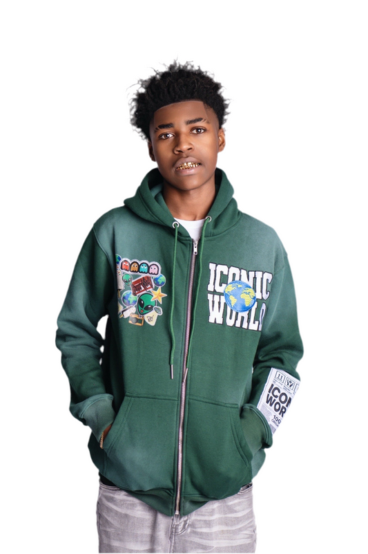 GREEN GLOBAL-WIDE ZIP UP