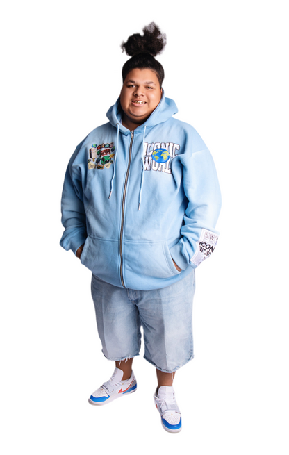 BLUE GLOBAL-WIDE ZIP UP