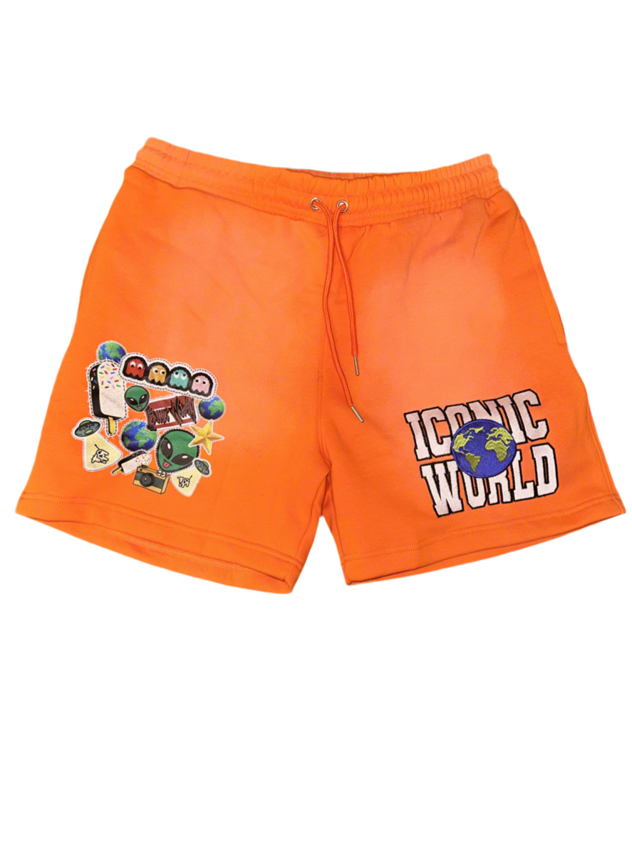 ORANGE ICONIC GLOBAL-WIDE SHORTS