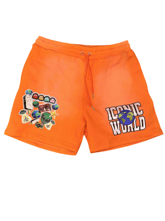 ORANGE ICONIC GLOBAL-WIDE SHORTS
