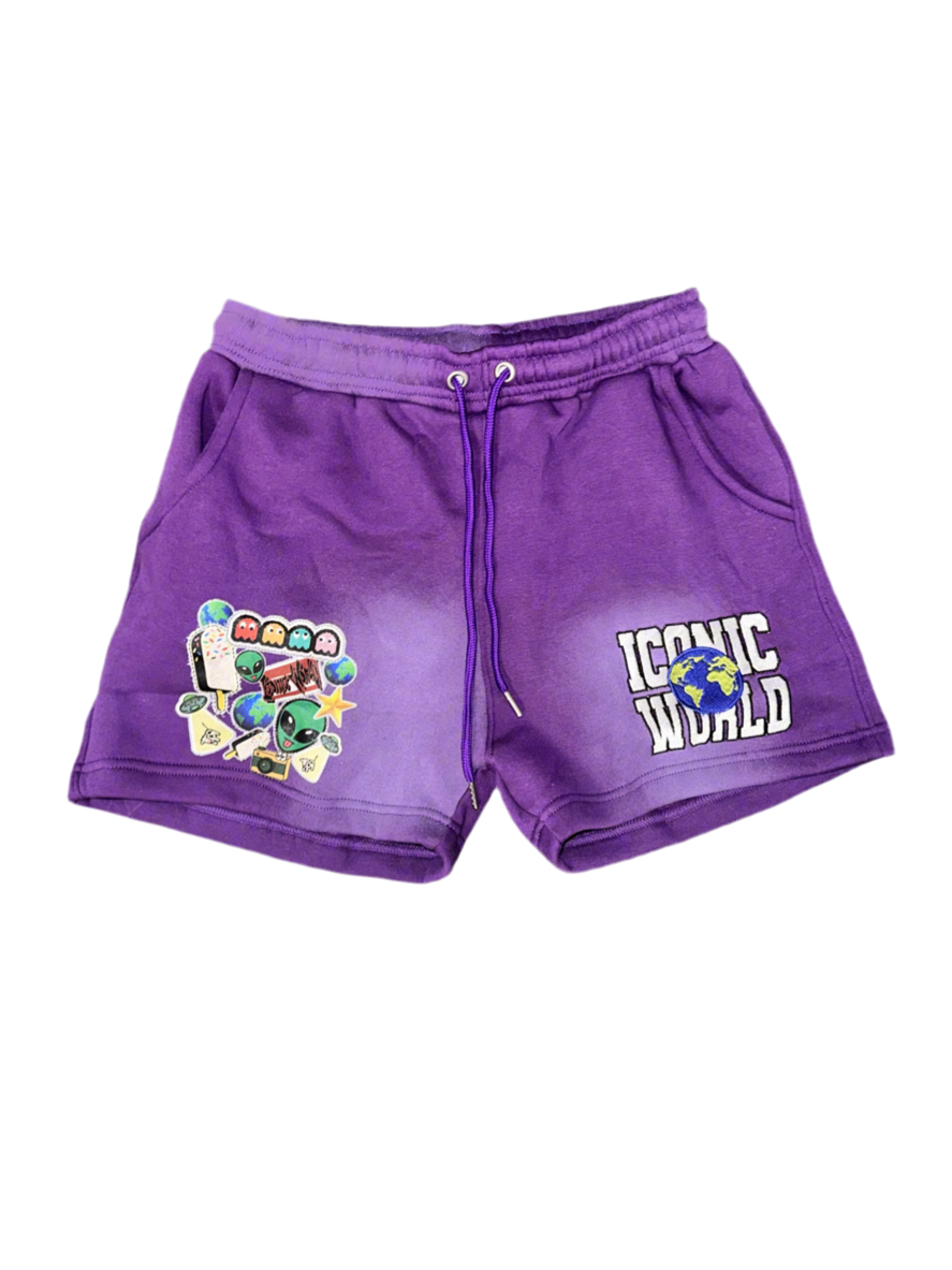 PURPLE ICONIC GLOBAL-WIDE SHORTS